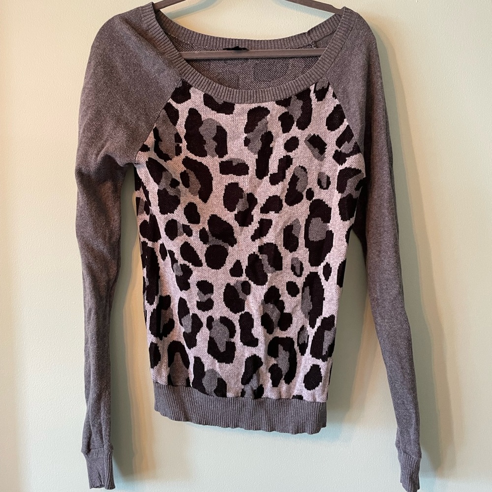 Express gray leopard sweater